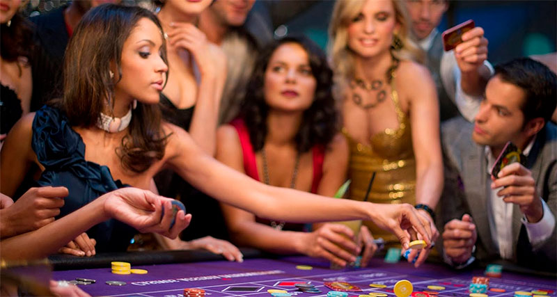 Girl playing roulette